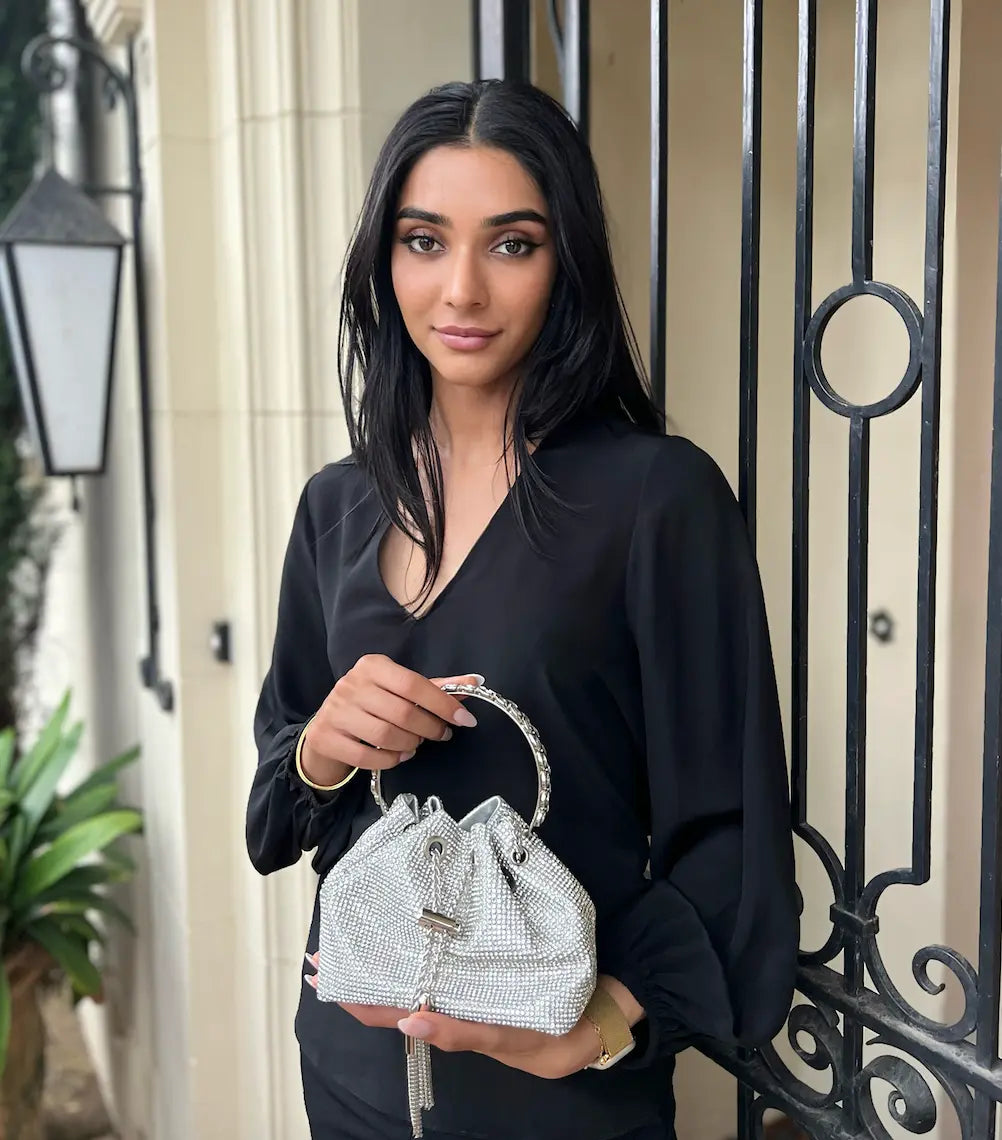 Mia Rhinestone Silver Bag