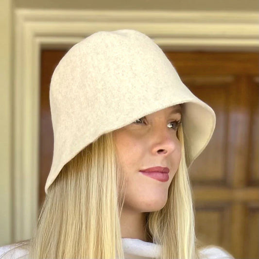 Boston Wool Cloche Hat- Off White