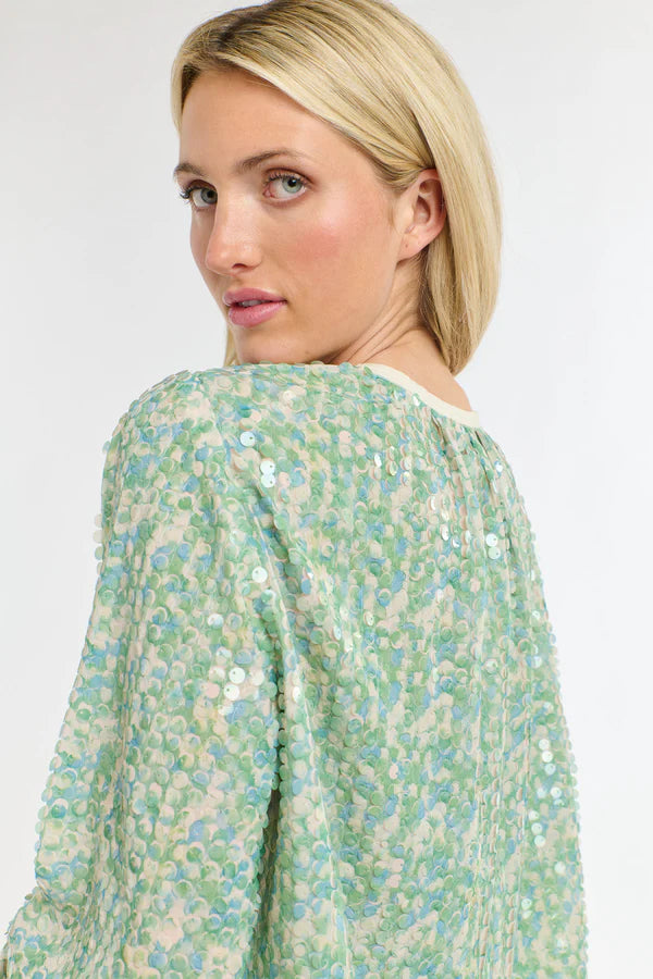 SWAN LAKE TOP GREEN/BLUE SEQUIN