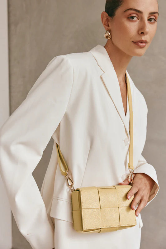 Margot Mini Buttermilk Leather Woven Bag