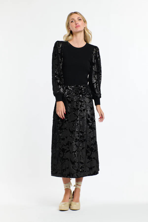 SEQUINS SKIRT BLACK