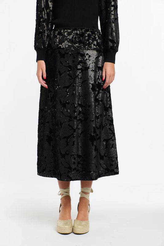 SEQUINS SKIRT BLACK