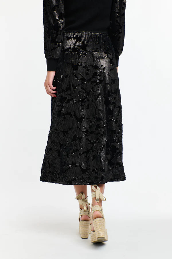 SEQUINS SKIRT BLACK