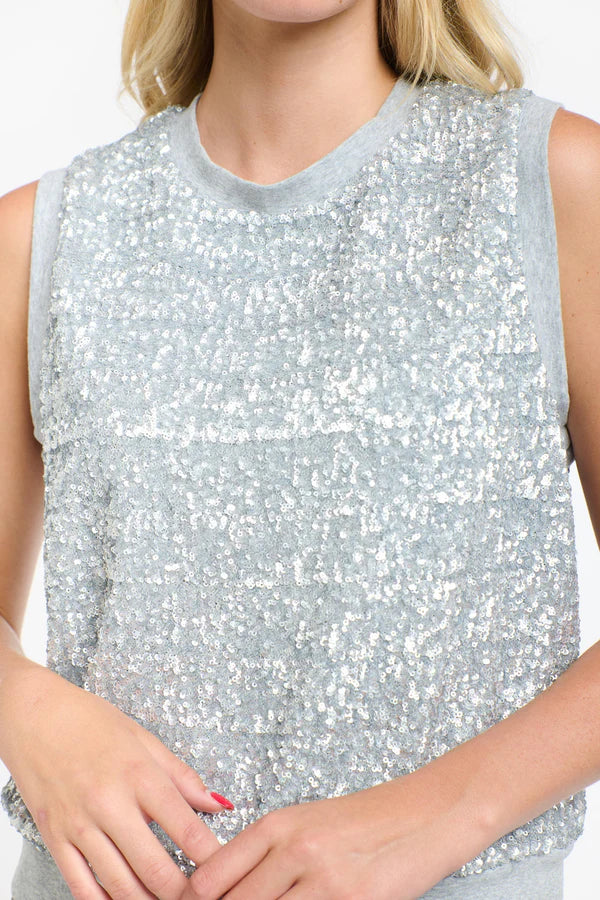 SEQUINS TANK SILVER