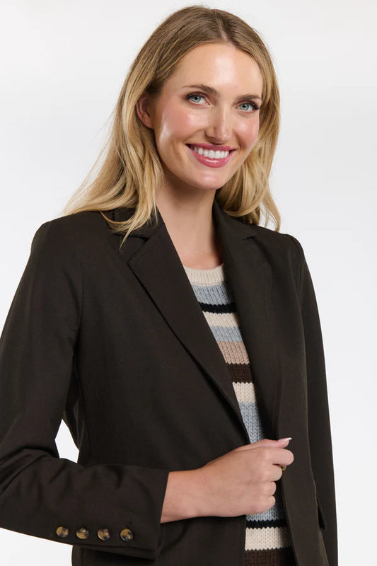 MIA WALLACE BLAZER - CHOCOLATE