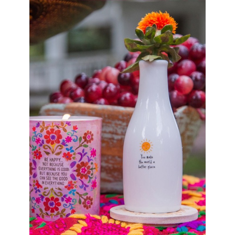 Bud Vase Artisan Sunshine - 'You make the world a better place'