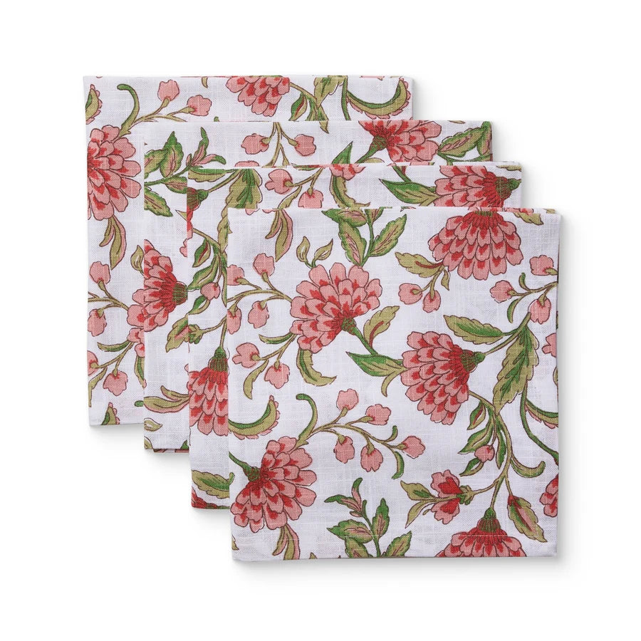 GEORGIA PINK/GREEN NAPKIN SET 4