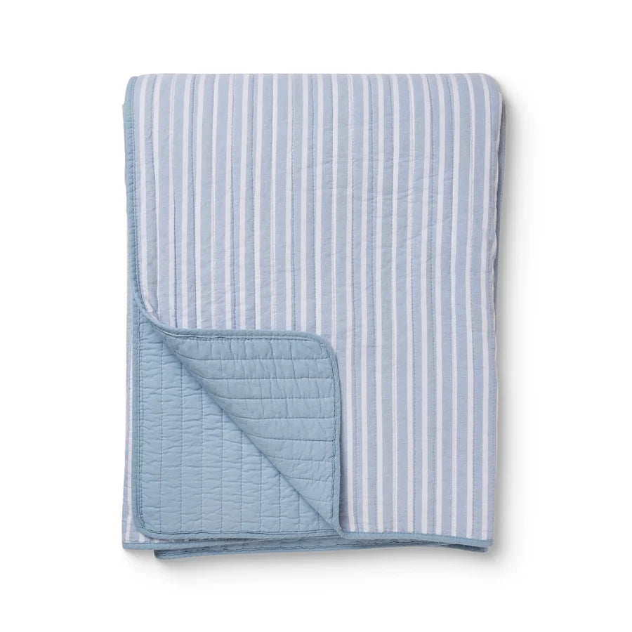 SINCLAIR BLUE STRIPE QUILTED COVERLET