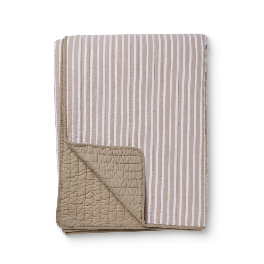 SINCLAIR COFFEE STRIPE QUILTED COVERLET