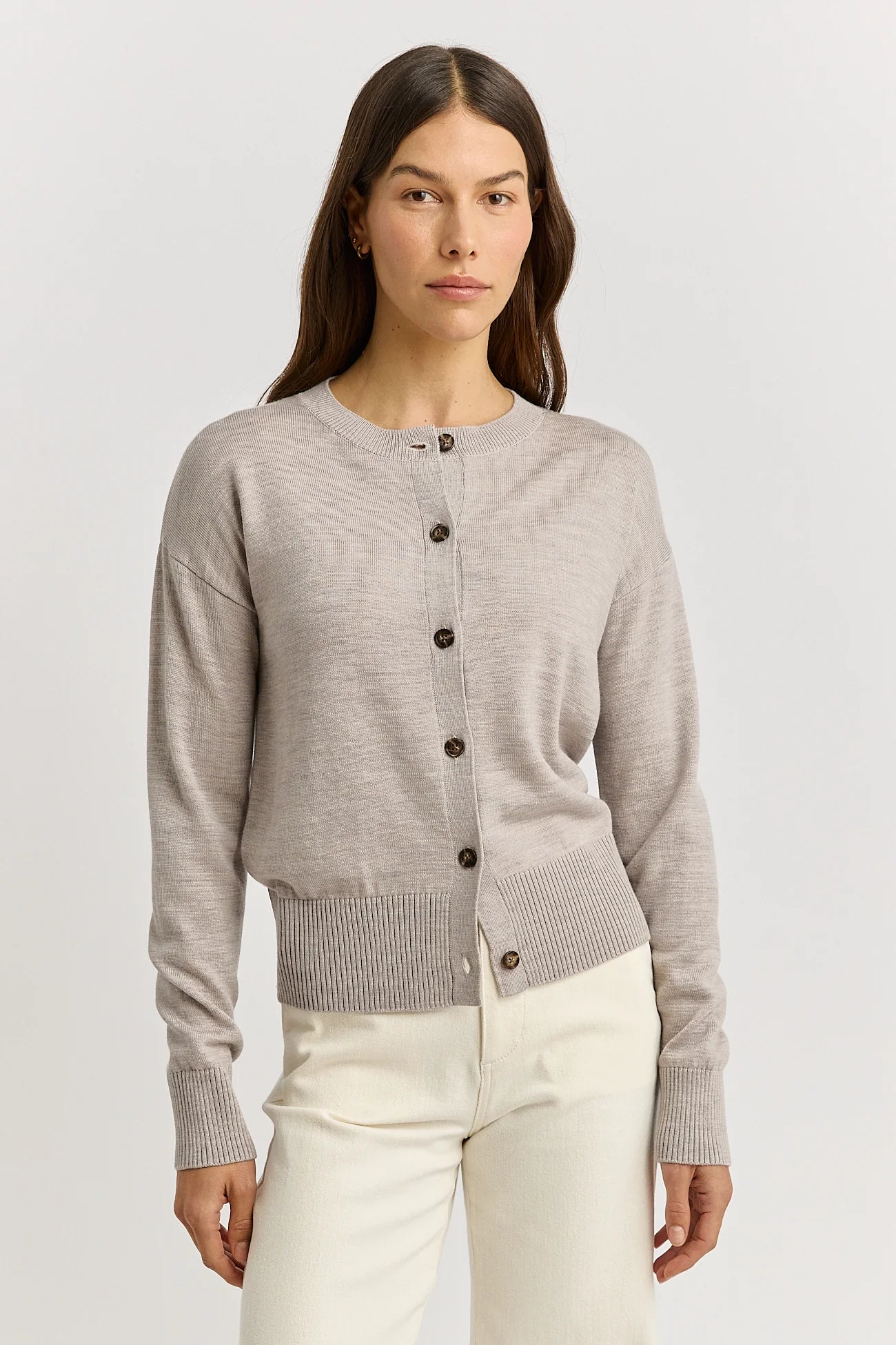 Fine knit cardigan - Oatmeal
