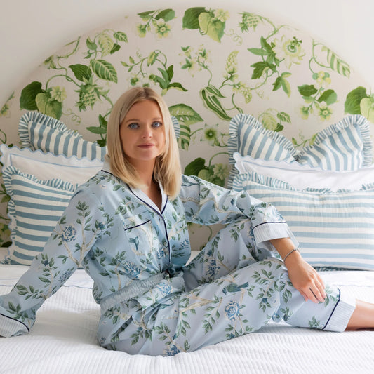 Blue Shirley Chinoiserie Long Sleeve Pyjama Set