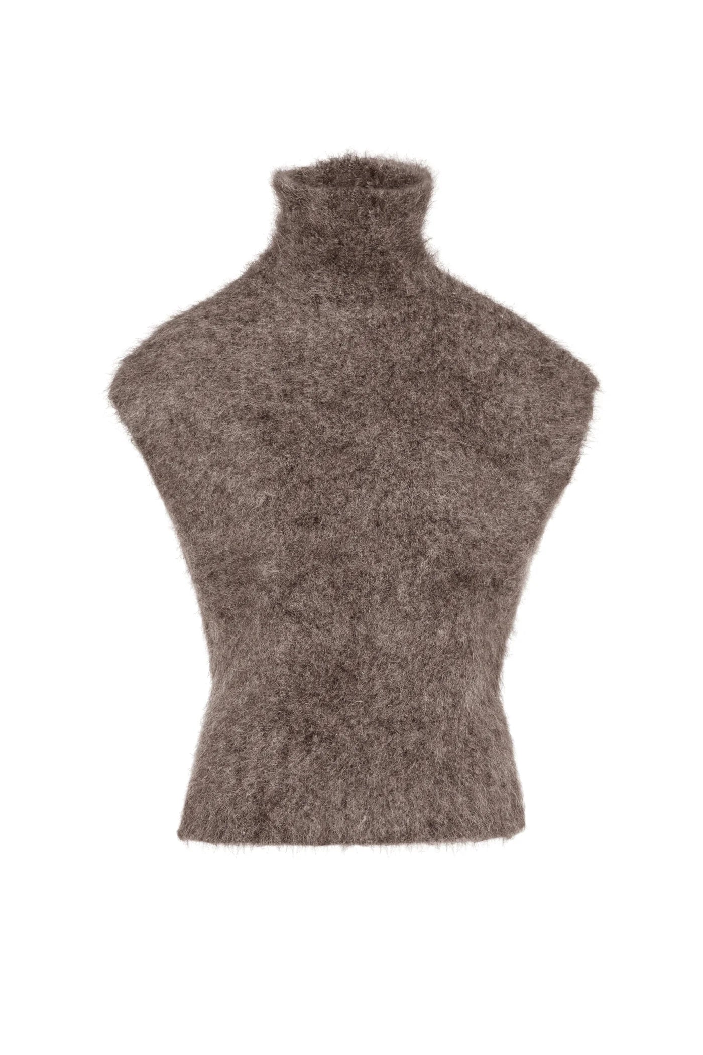 Mohair Wool Funnel Neck Vest Lerwick Mocha
