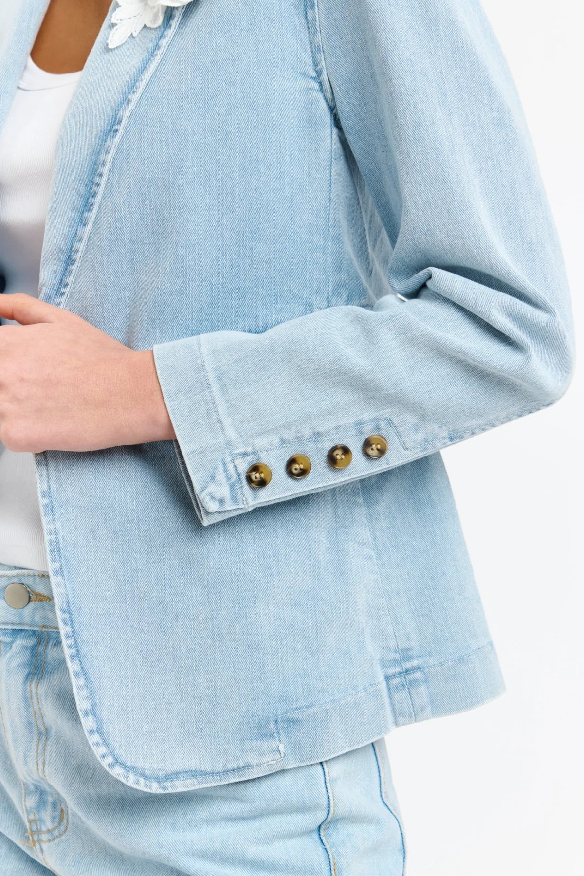 Denim Blazer Flower Brooch