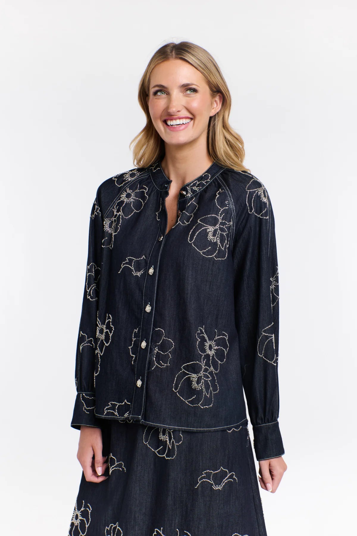 Estelle Sequins Denim Blouse