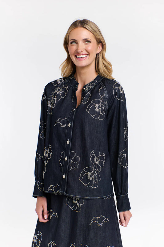 Estelle Sequins Denim Blouse