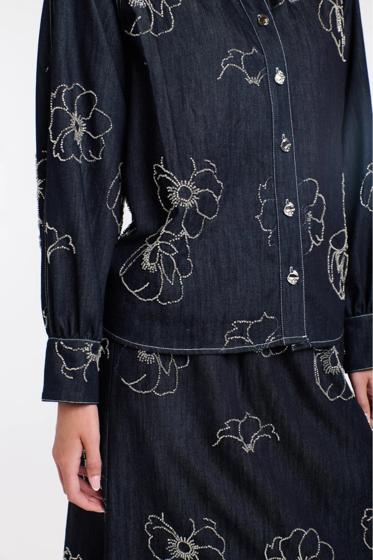 Estelle Sequins Denim Blouse