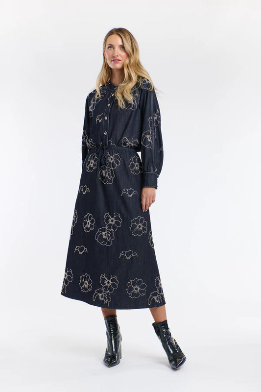 ESTELLE SEQUINS DENIM SKIRT