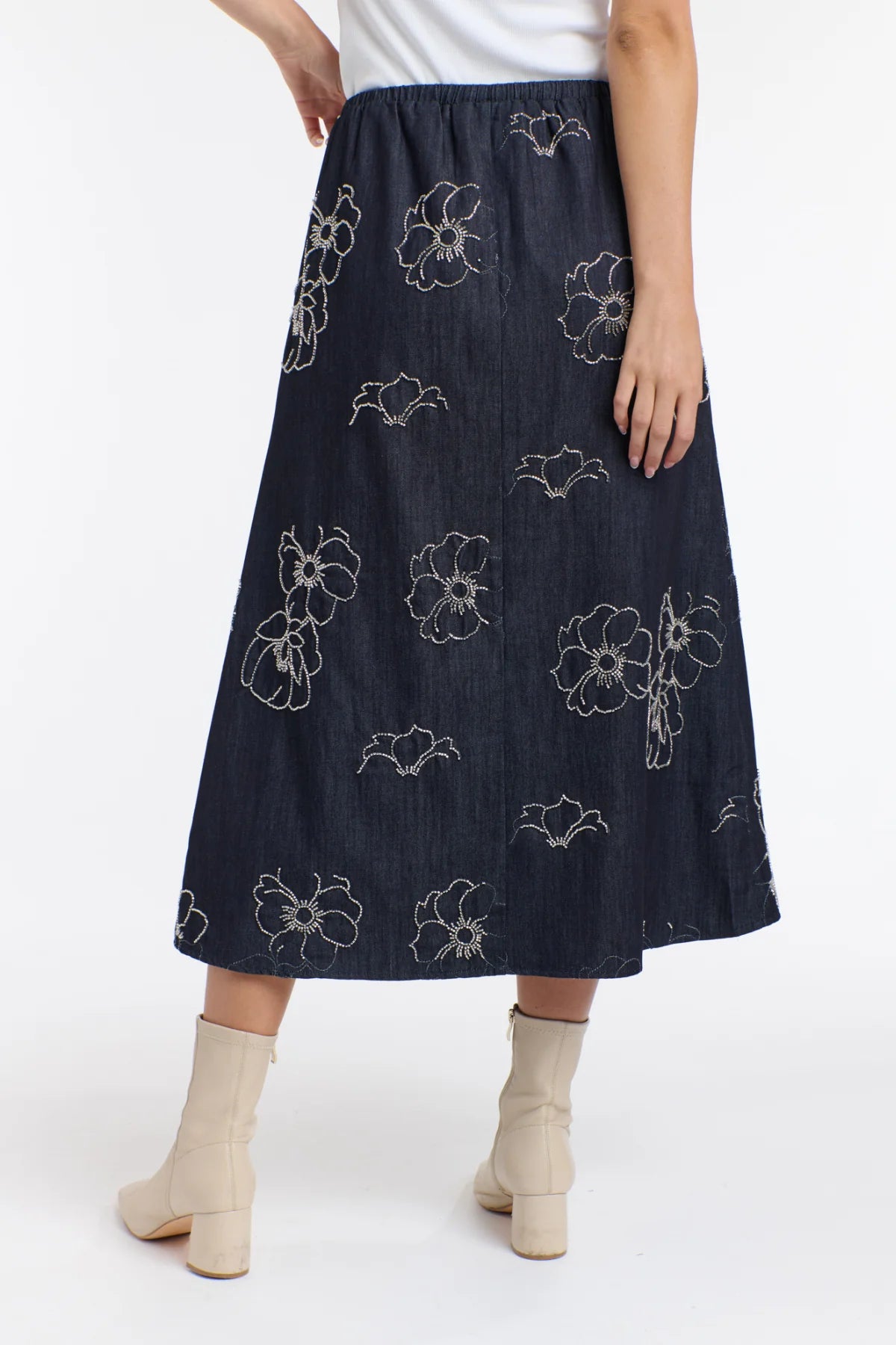 ESTELLE SEQUINS DENIM SKIRT