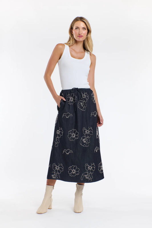 ESTELLE SEQUINS DENIM SKIRT