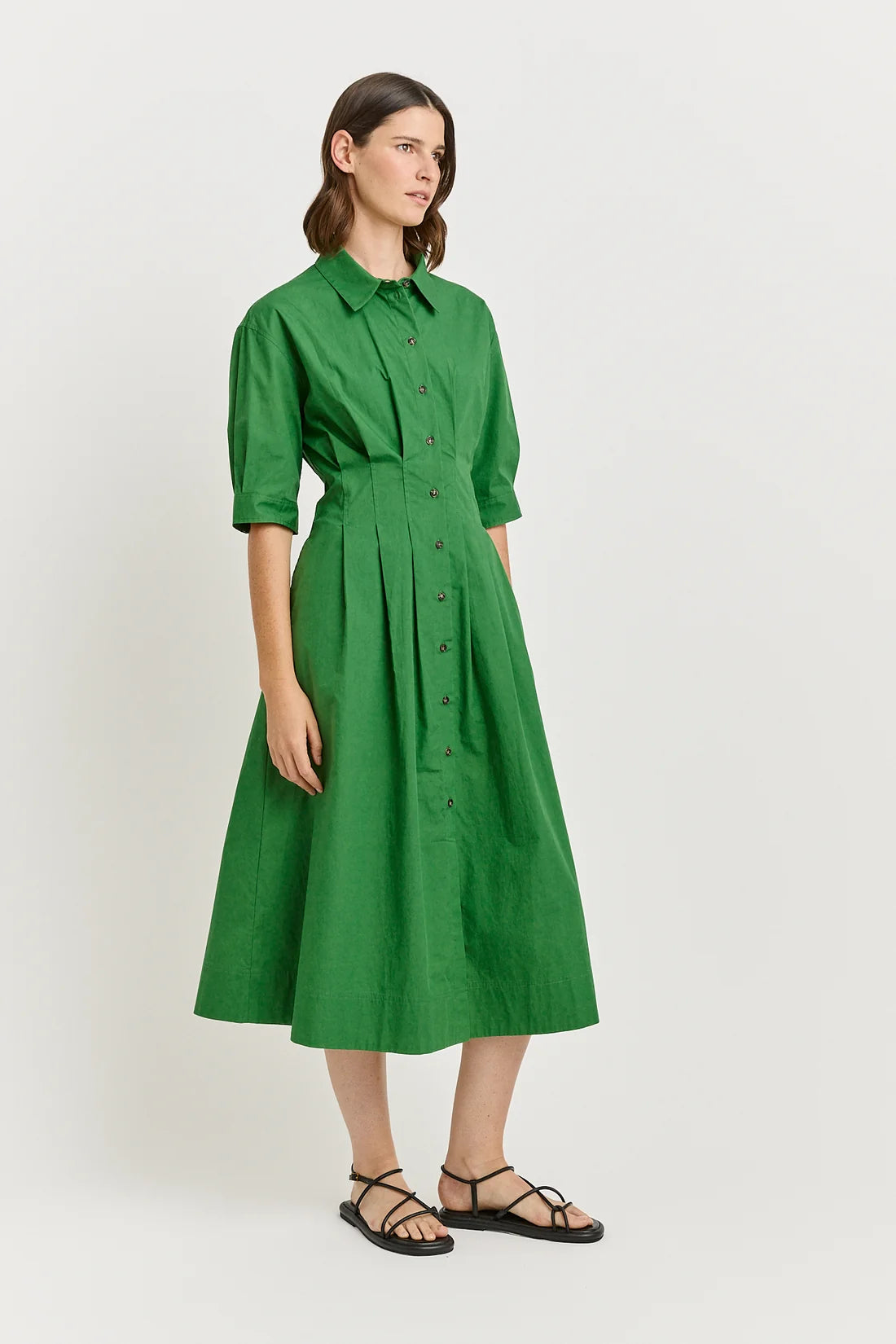 Fitted Waist Dress - Spring Green