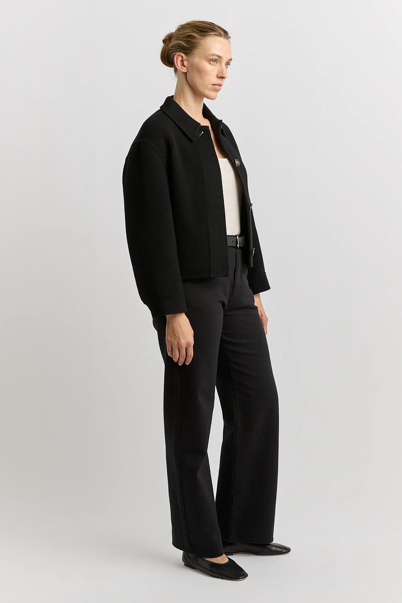 Button front wool jacket - Black