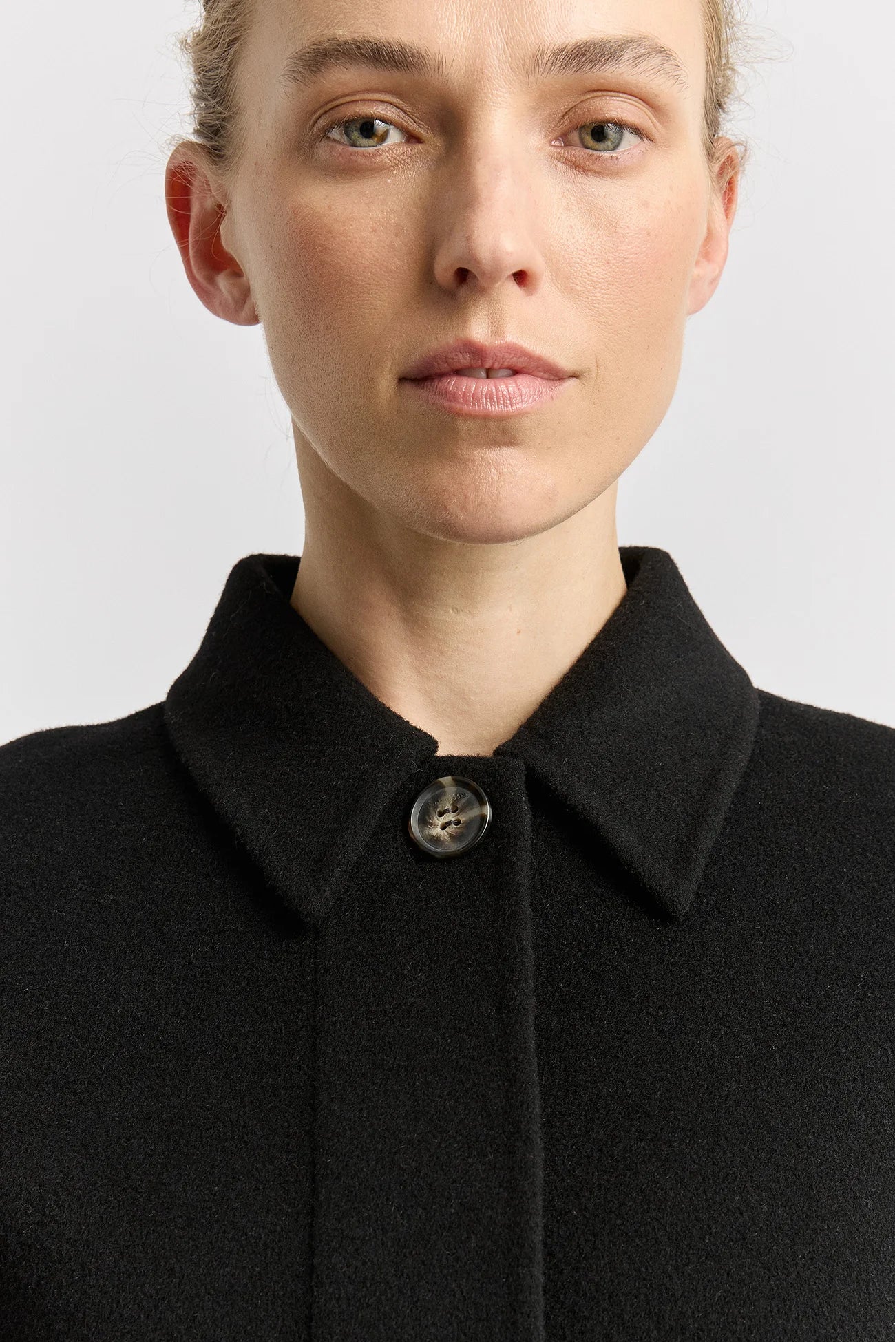 Button front wool jacket - Black