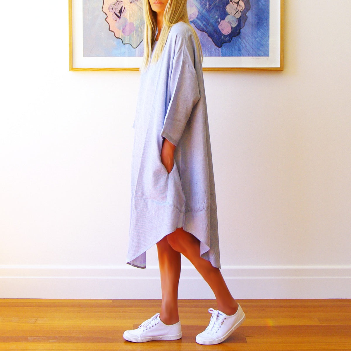 Willow -  Blue and White Dress