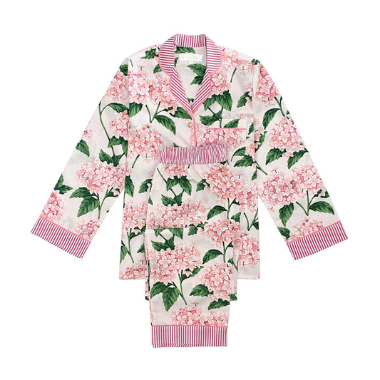 Pink Hydrangea Long Sleeve Pyjama Set