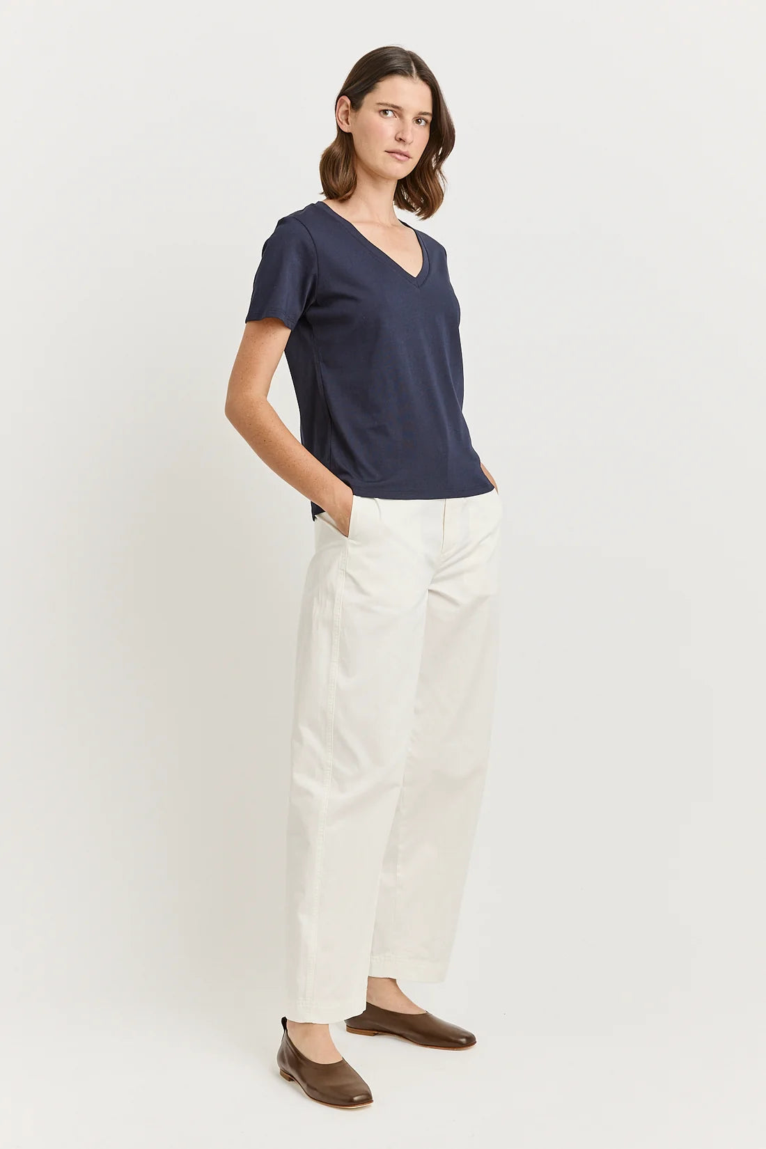 V-neck tee organic cotton - Navy