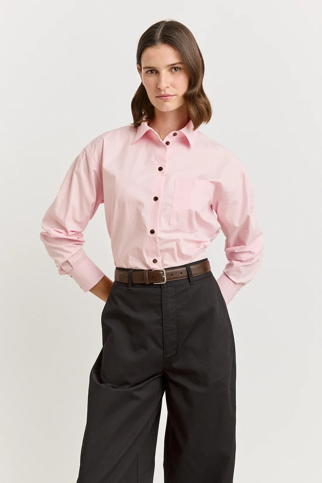 Relaxed cotton shirt - Pale pink