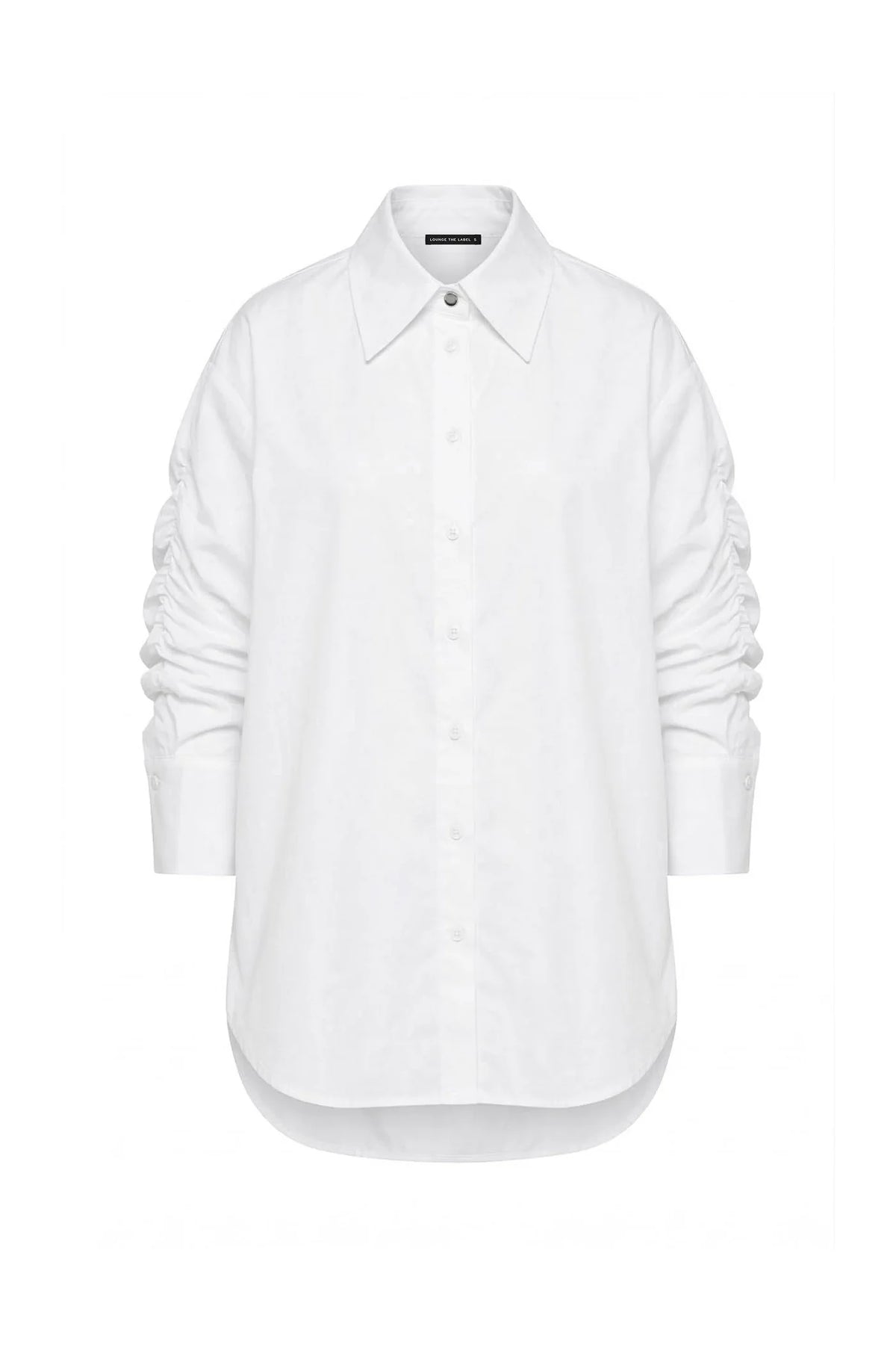 Crisp Cotton Rouched Detailed Long Sleeve Shirt Tellaro White by Lounge the Label