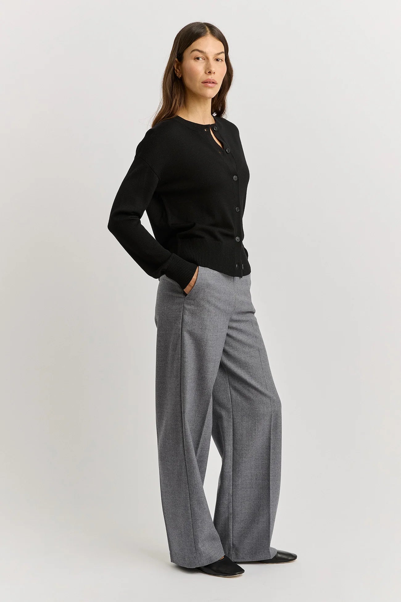 Fine knit cardigan - Black