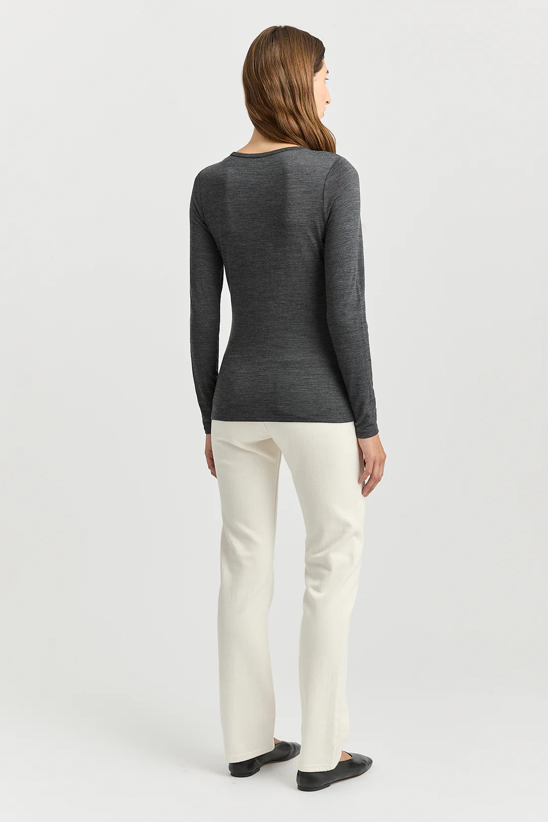 Crew merino top - Charcoal