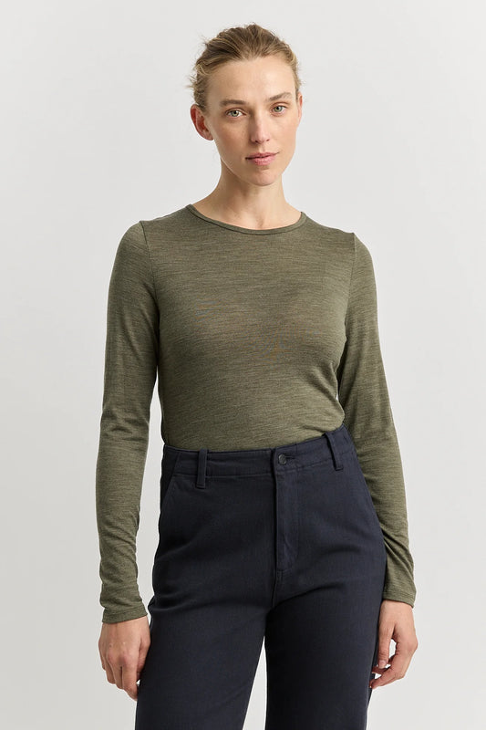 Crew merino top - Kale