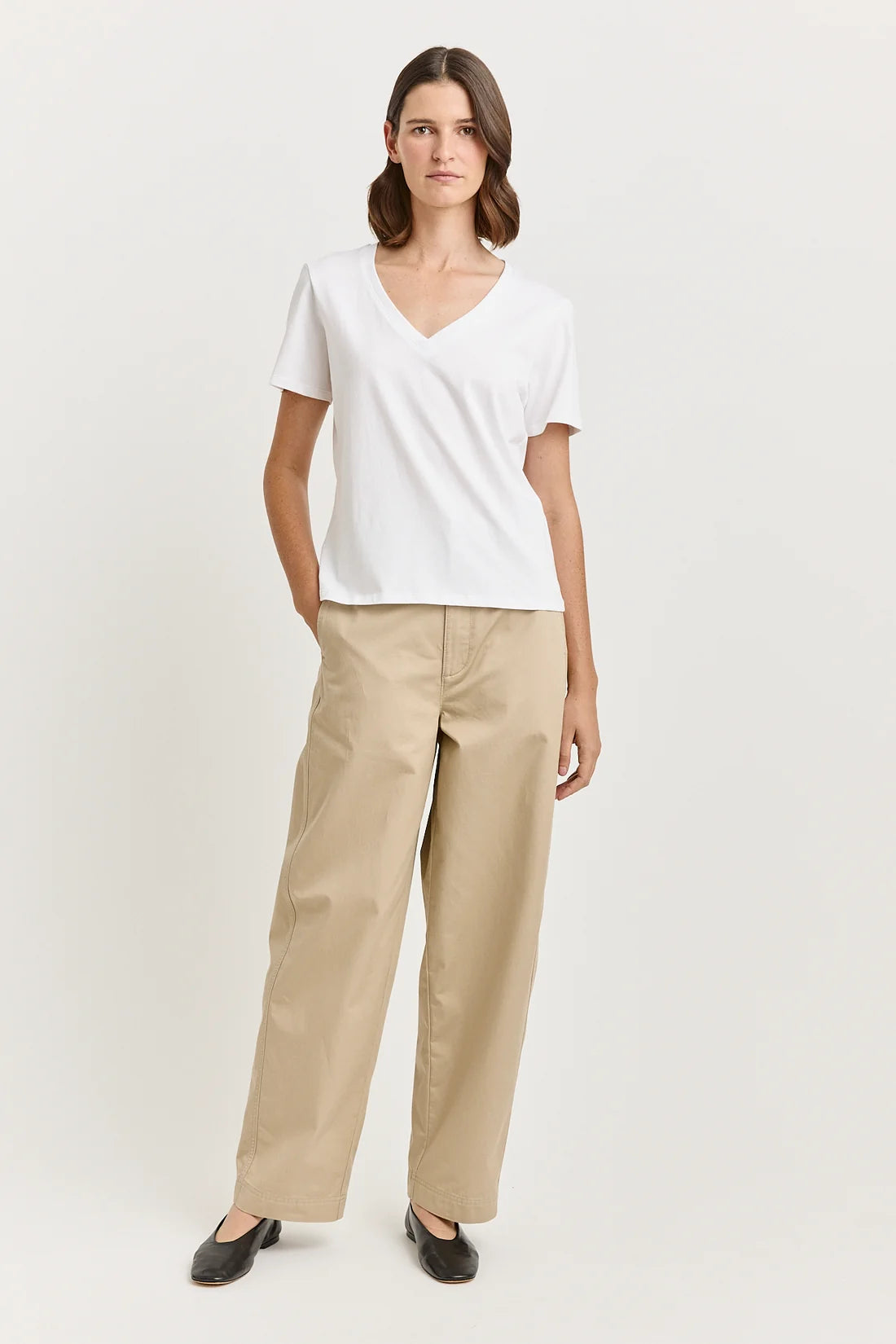 V-neck tee organic cotton - White