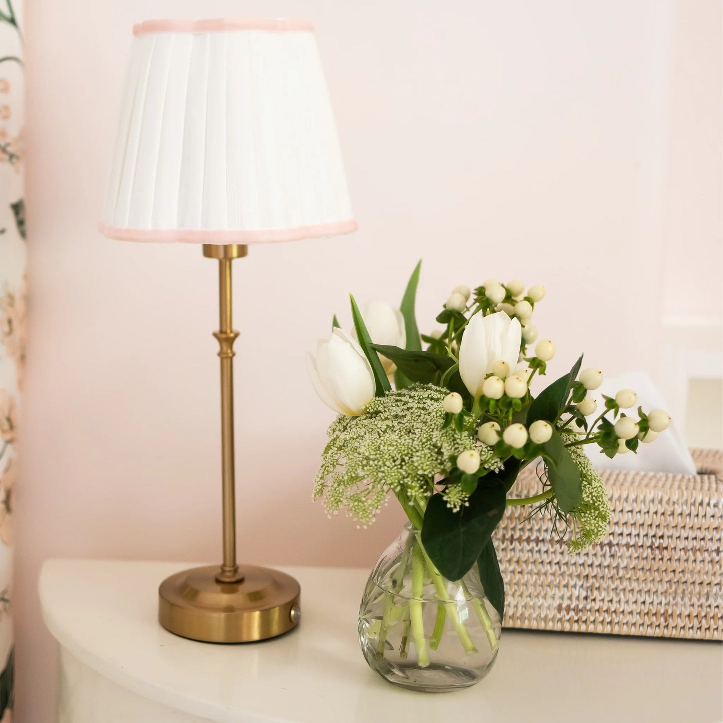 Pink Scallop Shade USB Table Lamp