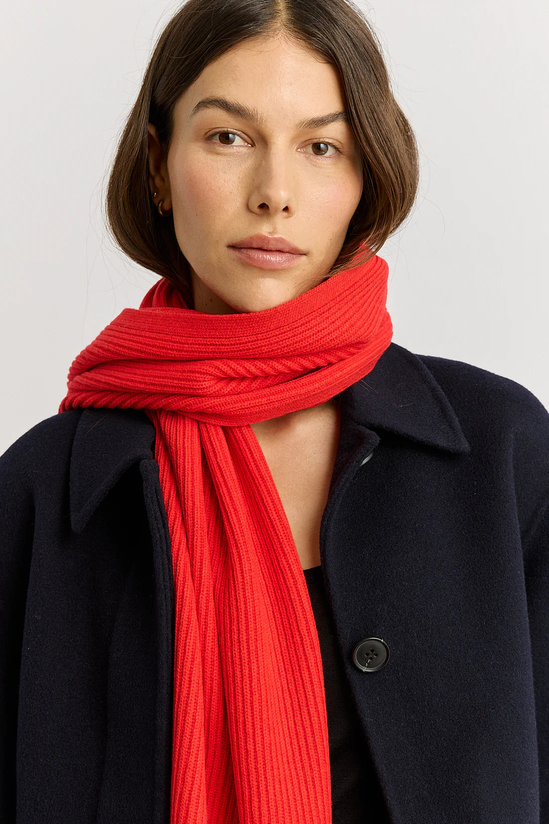 Fine rib scarf - Poppy