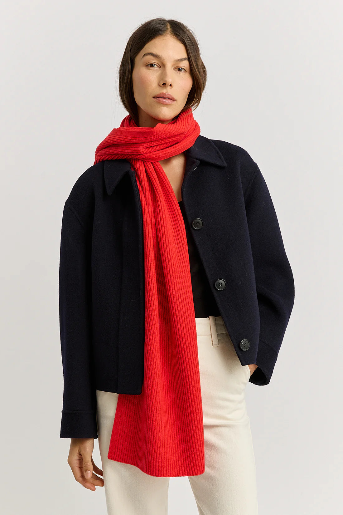 Fine rib scarf - Poppy