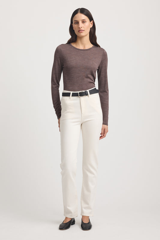 Crew merino top - Mocha