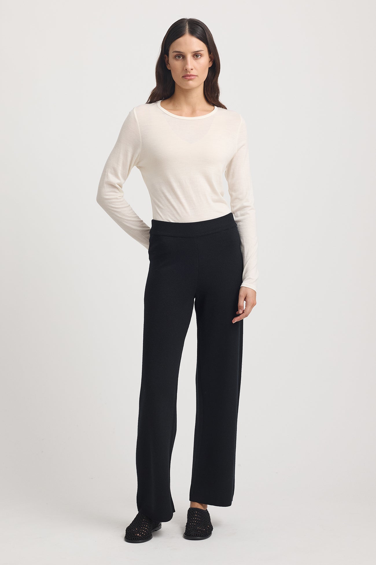 Crew merino top - Warm white