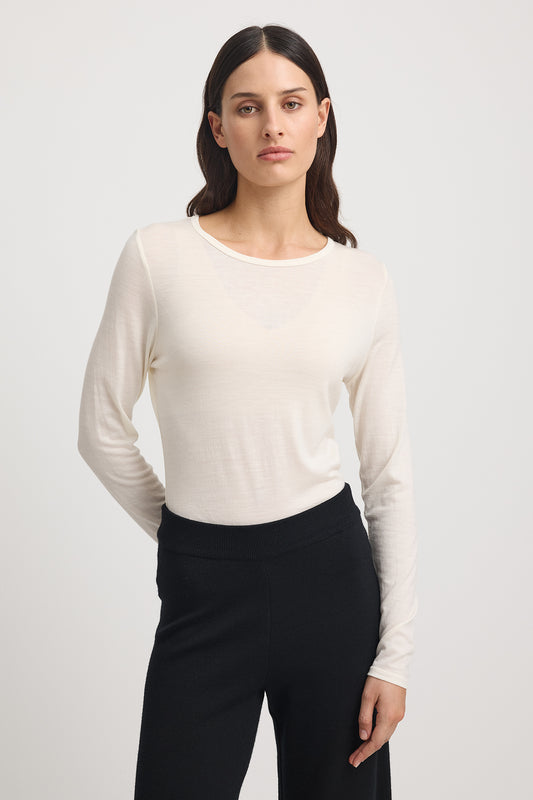 Crew merino top - Warm white