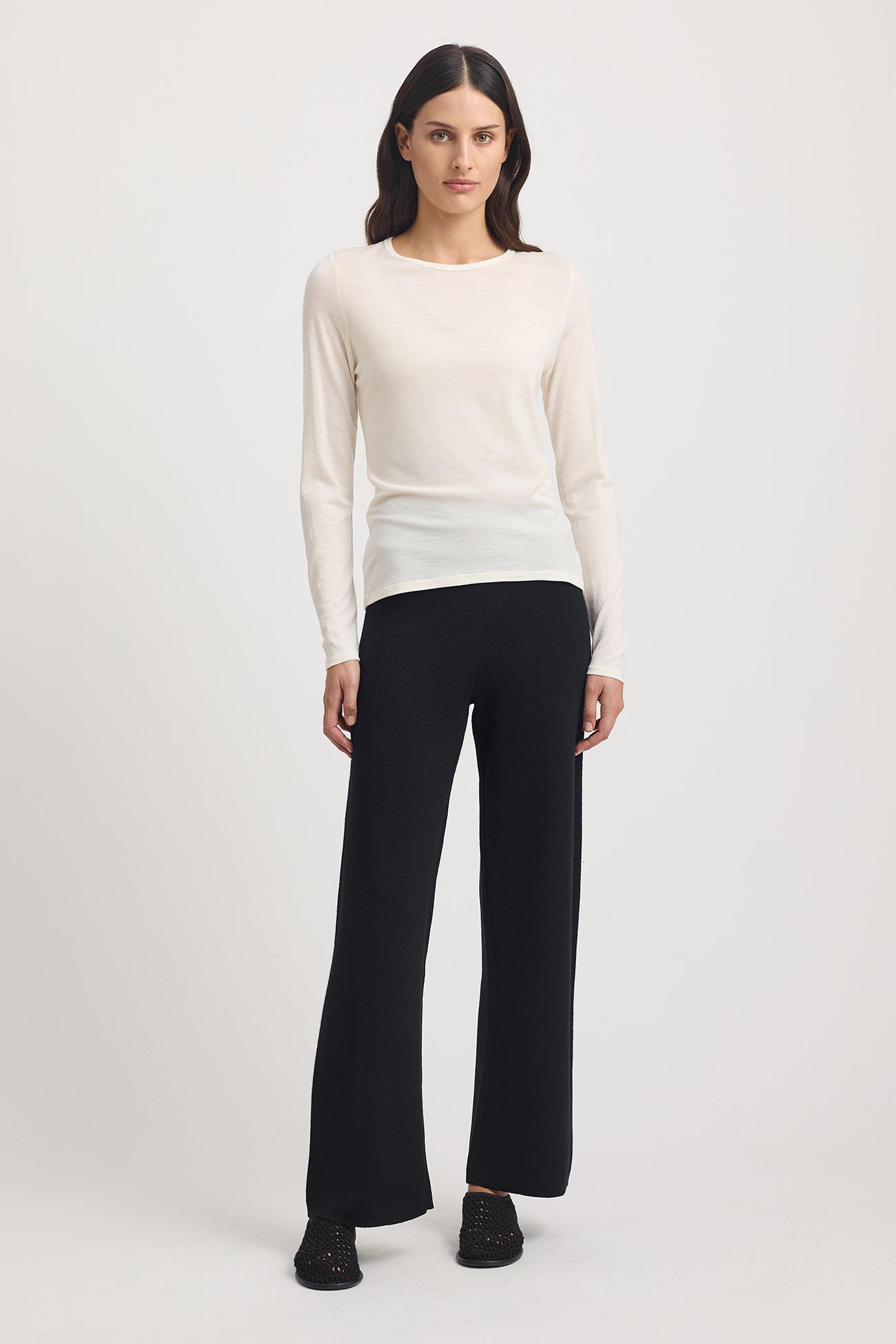 Crew merino top - Warm white