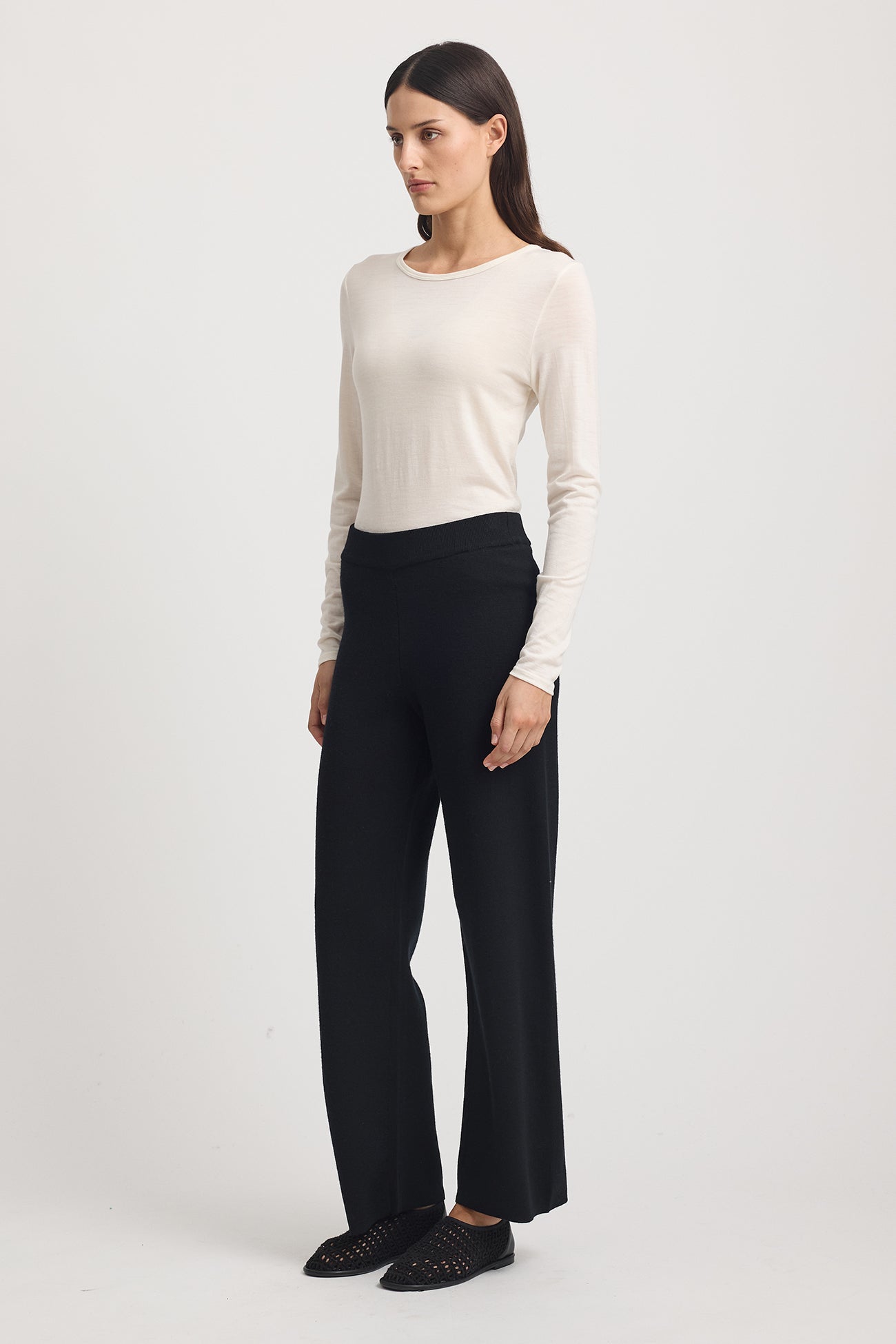 Crew merino top - Warm white