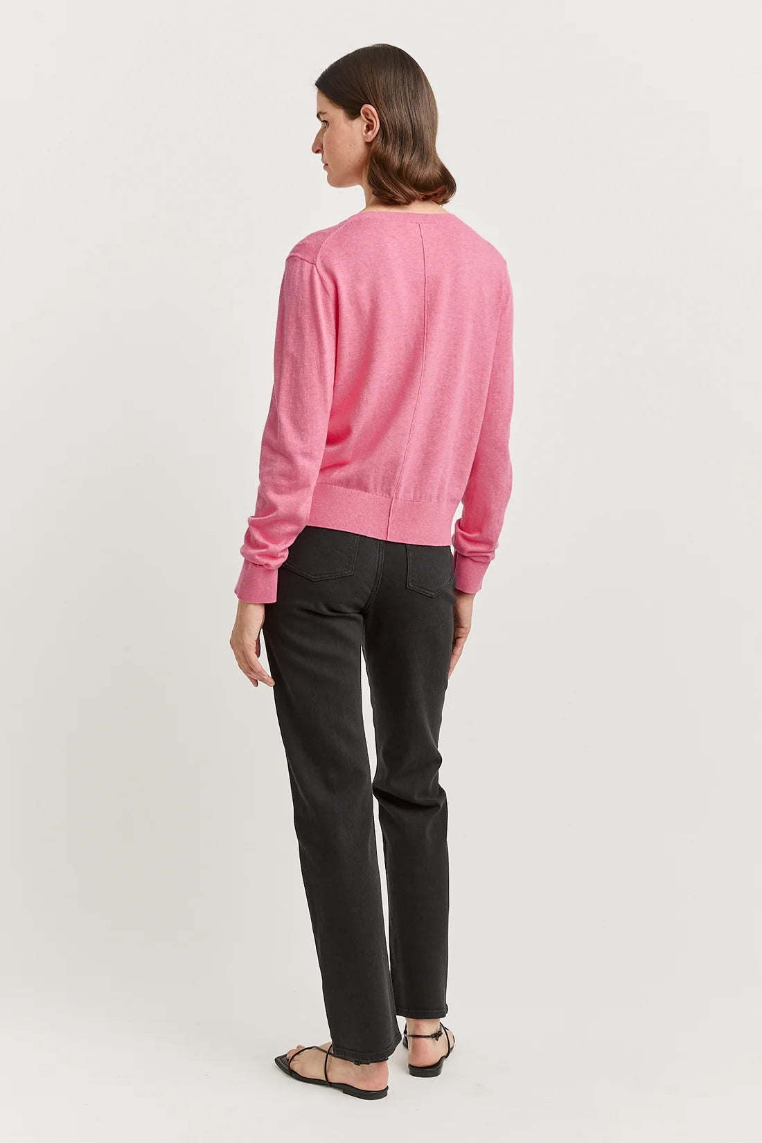 Fine crew cardigan - Flamingo