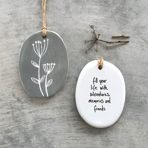 Oval Sgraffito Porcelain Hanger - fill your life