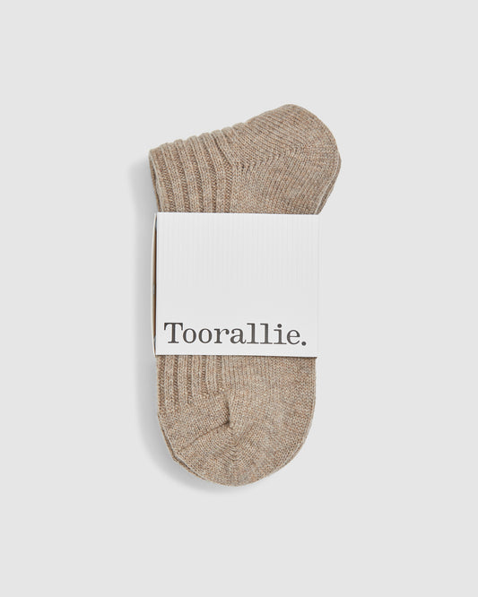 Ribbed merino socks - light oat SML/MED
