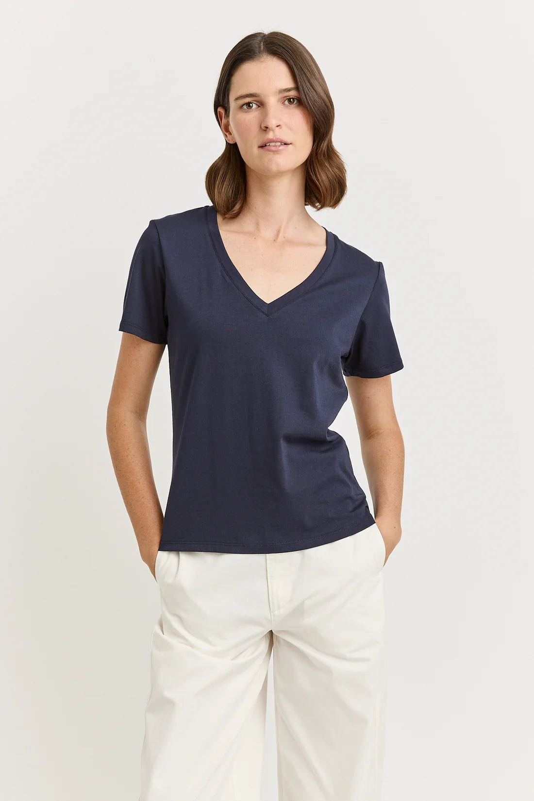 V-neck tee organic cotton - Navy