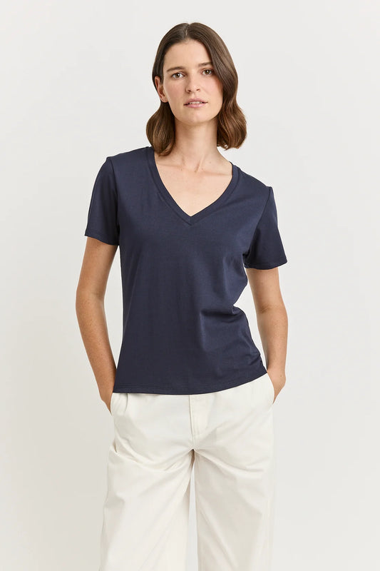 V-neck tee organic cotton - Navy