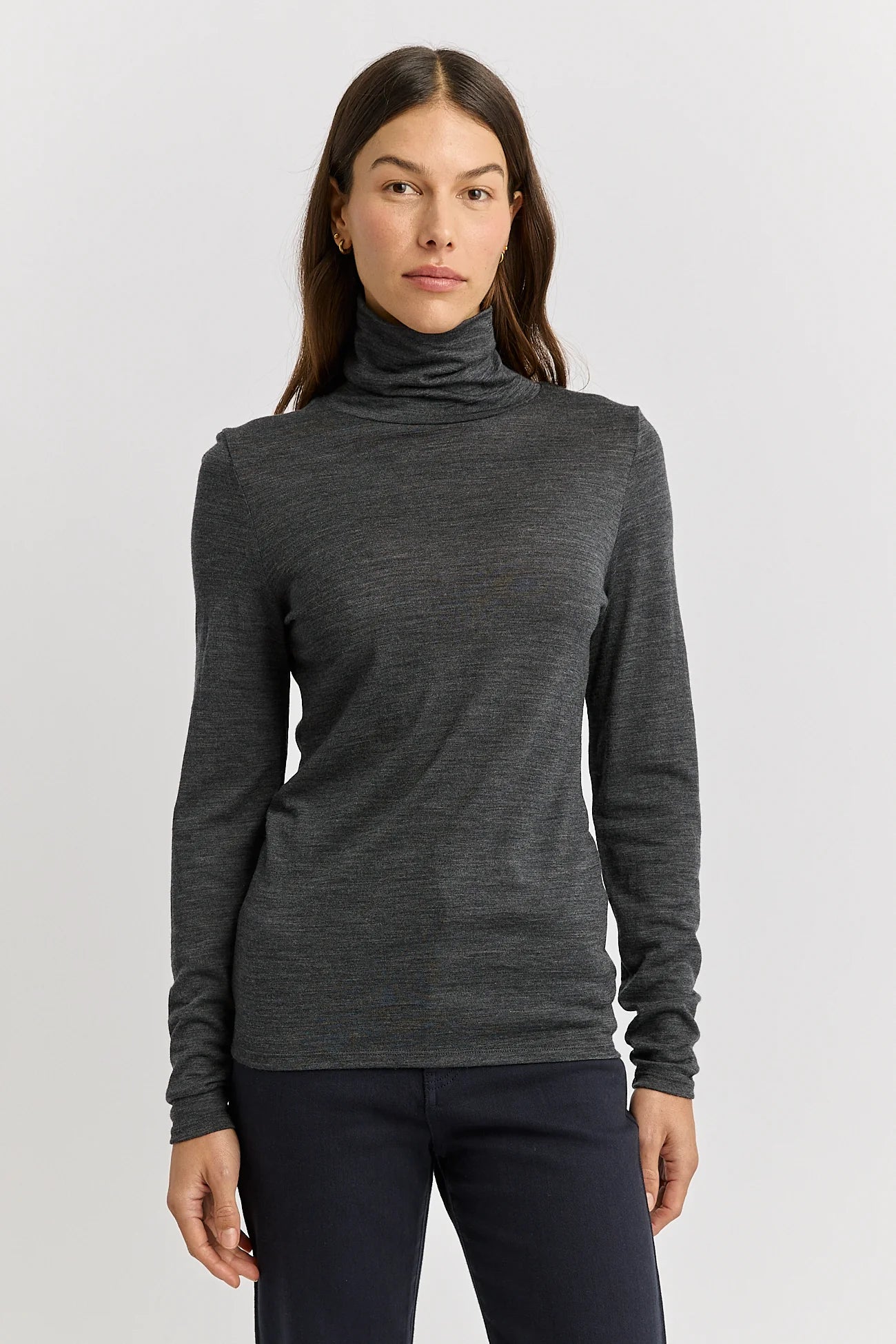Turtle neck merino tee - Charcoal