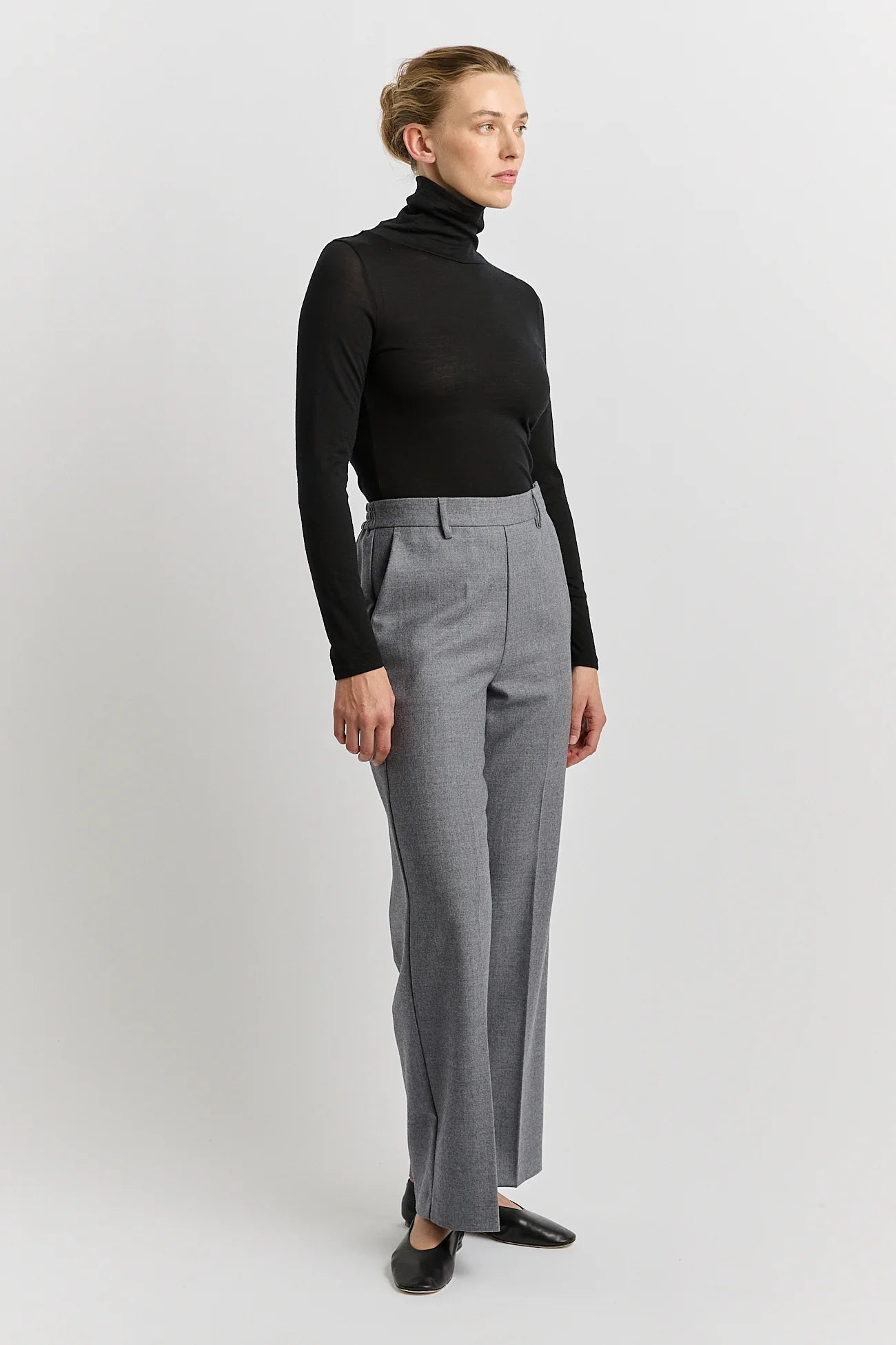 Turtle neck merino tee - Black